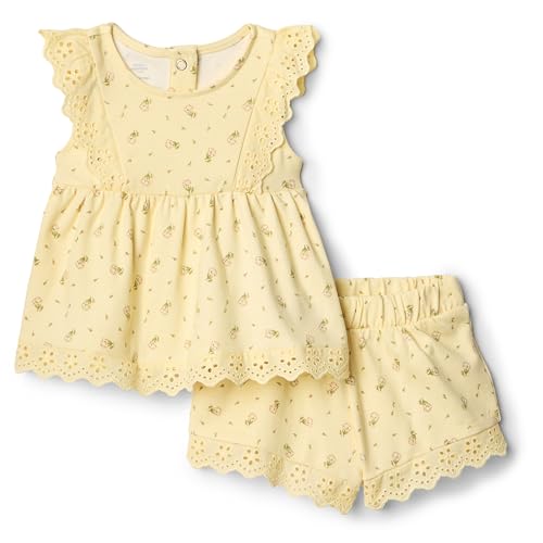 Amazon Essentials x Sofia Grainge Set aus Shorts und Top mit Ösen für Mädchen, Hellbronze Ditsy Blumen, 3 Jahre von Amazon Essentials