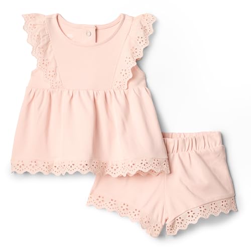 Amazon Essentials x Sofia Grainge Set aus Shorts und Top mit Ösen für Baby Mädchen, Hellrosa, 6-9 Monate von Amazon Essentials