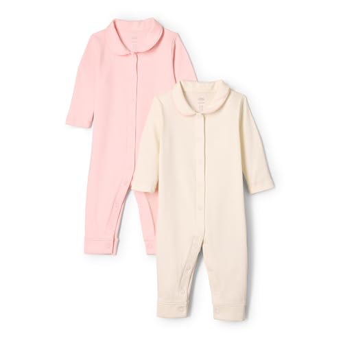 Amazon Essentials x Sofia Grainge Unisex Baby Fußloser Schlafanzug, 2er-Pack, Elfenbein/Rosa, 6-9 Monate von Amazon Essentials