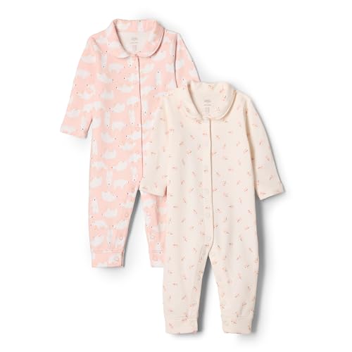 Amazon Essentials x Sofia Grainge Unisex Baby Fußloser Schlafanzug, 2er-Pack, Rosa Kaninchen Bär, 0-3 Monate von Amazon Essentials