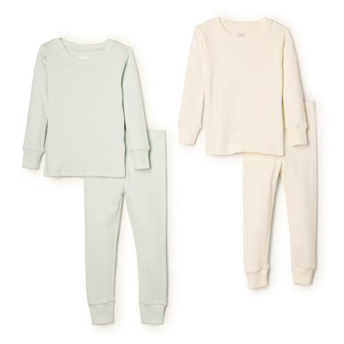 Amazon Essentials x Sofia Grainge Unisex Baby Eng anliegender Baumwoll-Schlafanzug, 2er-Pack, Blassgrün/Elfenbein, 18 Monate von Amazon Essentials