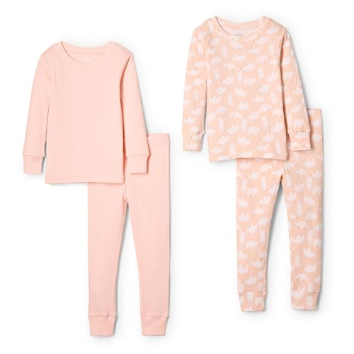 Amazon Essentials x Sofia Grainge Unisex Baby Eng anliegender Baumwoll-Schlafanzug, 2er-Pack, Eisbär/Rosa, 12 Monate von Amazon Essentials