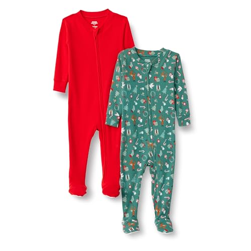 Amazon Essentials x Sofia Grainge Unisex Baby Eng anliegender Pyjama aus Baumwolle mit Fuß, 2er-Pack, Dunkles Salbeigrün Holiday, Frühchen Amazon Essentials x Sofia Grainge Unisex Baby Eng anliegender Pyjama aus Baumwolle mit Fuß, 2er-Pack, Dunkles Salbeigrün Holiday, Frühchen von Amazon Essentials
