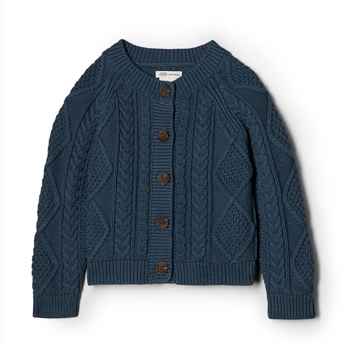 Amazon Essentials x Sofia Grainge Unisex Baby Fischer-Strickjacke Pullover, Dunkles Marineblau, 12 Monate von Amazon Essentials