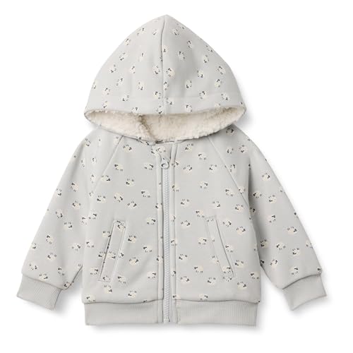 Amazon Essentials x Sofia Grainge Unisex Baby Kapuzenpullover mit Reißverschluss, Taubengrau Schaf, 0-3 Monate von Amazon Essentials