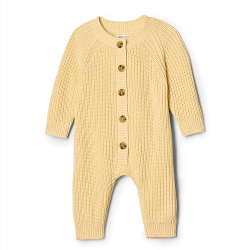 Amazon Essentials x Sofia Grainge Unisex Baby Spielanzug aus Strick, Buttergelb, 12 Monate von Amazon Essentials