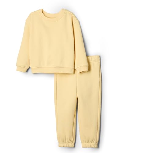 Amazon Essentials x Sofia Grainge Unisex Baby Set aus Sweatshirt und Jogginghose, Buttergelb, 6-9 Monate von Amazon Essentials