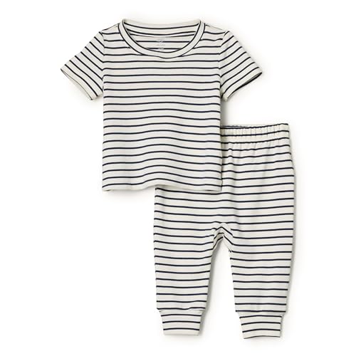 Amazon Essentials x Sofia Grainge Unisex Baby Set aus Hose und Top, Marineblau Konisch zulaufender Streifen, 24 Monate von Amazon Essentials