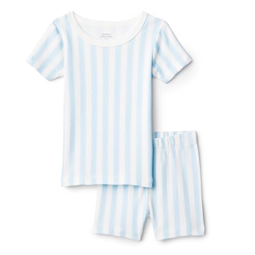 Amazon Essentials x Sofia Grainge Unisex Baby Pyjama-Set, eng anliegend, mit kurzen Ärmeln, Blassblau Kühner Streifen, 24 Months von Amazon Essentials