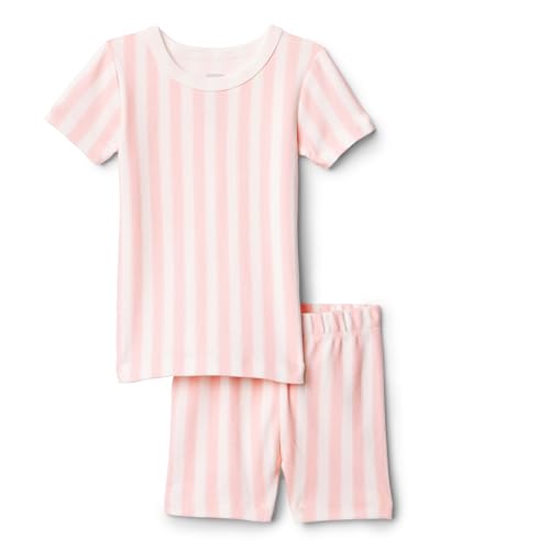 Amazon Essentials x Sofia Grainge Unisex Baby Pyjama-Set, eng anliegend, mit kurzen Ärmeln, Blassrosa Kühner Streifen, 3-6 Months von Amazon Essentials