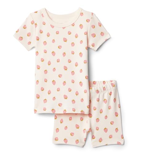 Amazon Essentials x Sofia Grainge Unisex Baby Pyjama-Set, eng anliegend, mit kurzen Ärmeln, Pfirsich Erdbeeren, 24 Months von Amazon Essentials