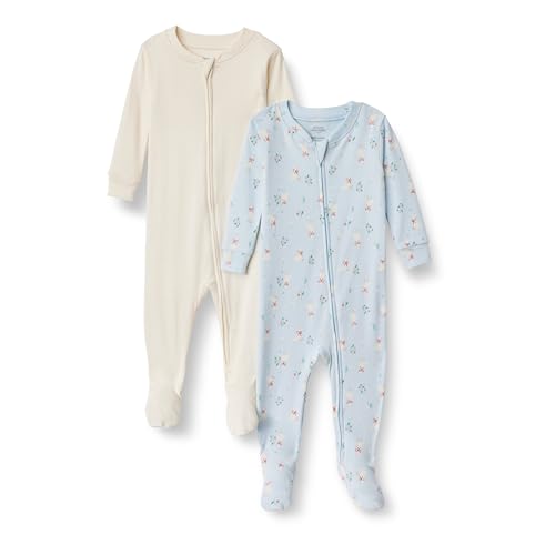 Amazon Essentials x Sofia Grainge Unisex Kinder Eng anliegender Pyjama aus Baumwolle mit Fuß, 2er-Pack, Elfenbein/Gänse, 2 Jahre von Amazon Essentials