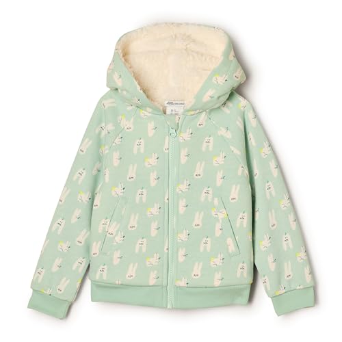 Amazon Essentials x Sofia Grainge Unisex Kinder Kapuzenpullover mit Reißverschluss, Blassgrün Häschen, 3 Jahre von Amazon Essentials