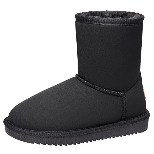 Damen Schneestiefel Winterstiefel Knöchelhohe Stiefeletten Schlupfstiefel Schuhe Winterschuhe Gefütterte Warm Stiefel Klassische Schneestiefel aus Veganem Wildlederimitat, Schwarz,37 EU von Ambayz