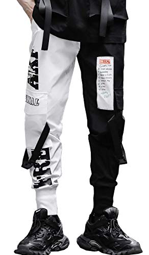 Ambcol Jogger Pants Punk Cargo Baggy Techwear Streetwear Hip Hop Paar Frauen Unisex Sport Freizeithose, M08, Mittel, PT004BK102-PT009 von Ambcol