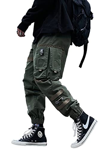 Stilvolle Hip-Hop-Jogginghose für Herren, Techwear, Cargohose, Streetwear, modische Hose für Herren, 05 Army Green, X-Groß von Ambcol