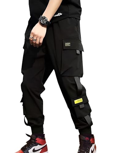 Streetwear Hip Hop Pants Cargo Pants Jogger Casual Active Sports Sweatpants für Männer Paar Frauen Unisex, Schwarz-09, Mittel von Ambcol