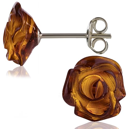 Bernstein Ohrstecker - Ohrringe Schmuck Handgefertigte Aus 100% Baltischen Naturharz Naturstein 925 Sterling Silber Geschenkbox - Amber Culture von Amber Culture