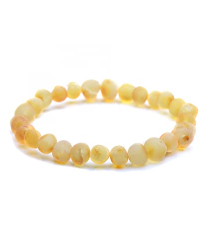 Amber Seven Baltischer Bernstein Armbänder | 14 Farben | 19 cm Größe dehnbar Unisex Armbänder | Rohbernstein-Armbänder | Perlen-Bernstein-Armband für Damen & Herren | handgefertigt (Raw Butterscotch) von Amber Seven