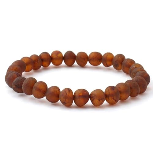 Amber Seven Baltischer Bernstein Armbänder | 14 Farben | 19 cm Größe dehnbar Unisex Armbänder | Rohbernstein-Armbänder | Perlen-Bernstein-Armband für Damen & Herren | handgefertigt (Raw Cognac) von Amber Seven