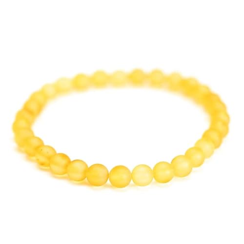 Amber Seven Baltischer Bernstein Armbänder | 14 Farben | 19 cm Größe dehnbar Unisex Armbänder | Rohbernstein-Armbänder | Perlen-Bernstein-Armband für Damen & Herren | handgefertigt (Raw Lemon) von Amber Seven