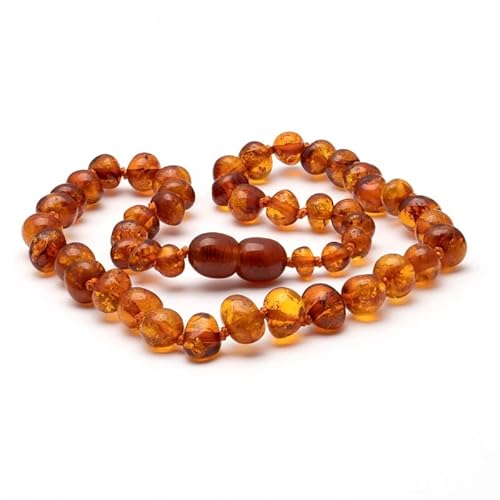 Amber Seven Premium Bernsteinkette | Rohbernsteinkette | 13 Farben | 3 Größen | Höchste Qualität | Baltischer Bernstein | Choker Halskette | Bernsteinschmuck (38 cm, Cognac) von Amber Seven