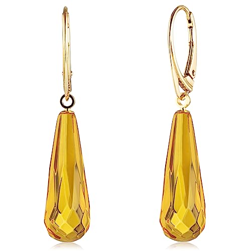 Amber by Mazukna - Ohrringe Bernstein, Handgefertigter Tropfen, 45x10mm Leichte Edelstein Ohrringe Silber 925, Statement-baumelnder von Amber by Mazukna