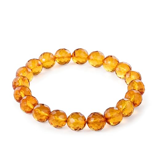 Amber by Mazukna Premium Baltischer Bernstein Armband für Damen & Herren – Echtes Bernstein Schmuck – Handgefertigtes Perlen Stretcharmband von Amber by Mazukna