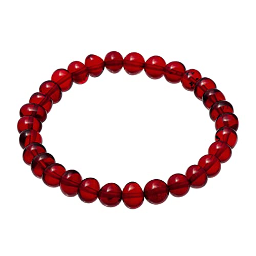 Amber by Mazukna - Armband für Damen und Herren, 17 cm langes Stretch-Perlenarmband aus Edelsteinen mit Bernstein-Nugget-Perlen von Amber by Mazukna