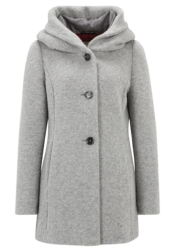 Amber & June Damen Kurzmantel mit Kapuze Light Grey Melange,34 von Amber & June