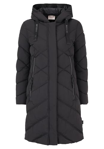 Amber & June Damen Steppmantel mit Kapuze Schwarz,38 von Amber & June