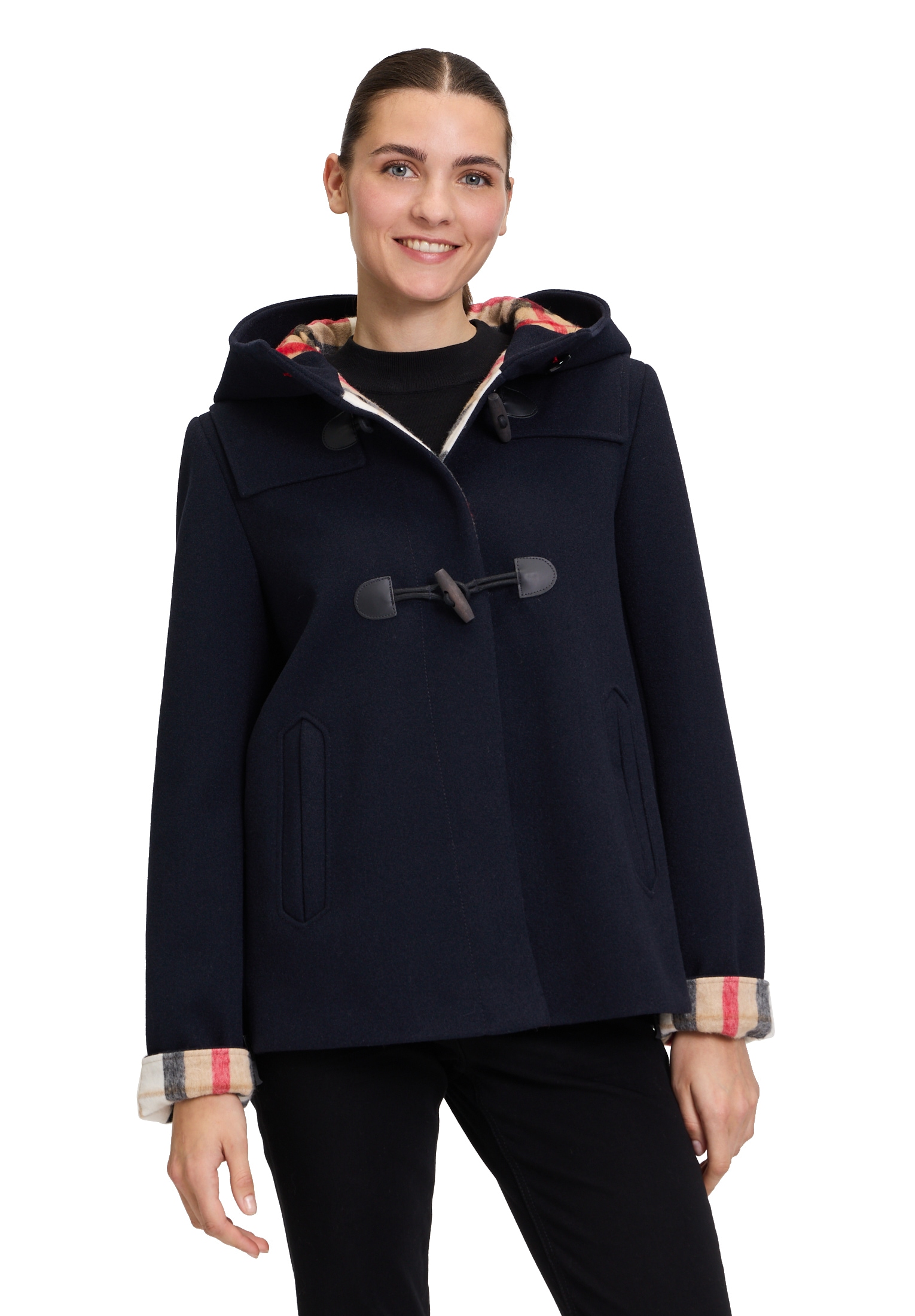 Amber & June Outdoorjacke "Amber & June Damen Duffle-Jacke mit Kapuze", mit Kapuze von Amber & June