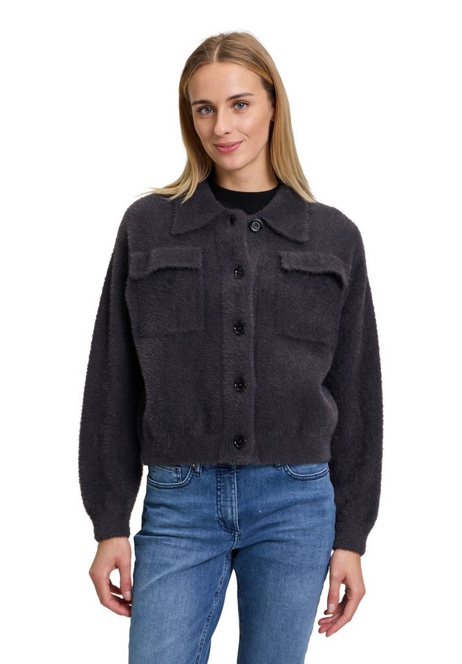 Amber & June Strickjacke Damen mit aufgesetzter Brusttasche (1-tlg) Taschen von Amber & June