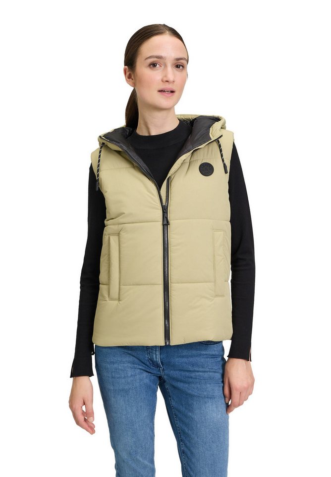 Amber & June Strickweste Damen Steppweste mit Kapuze Druck von Amber & June