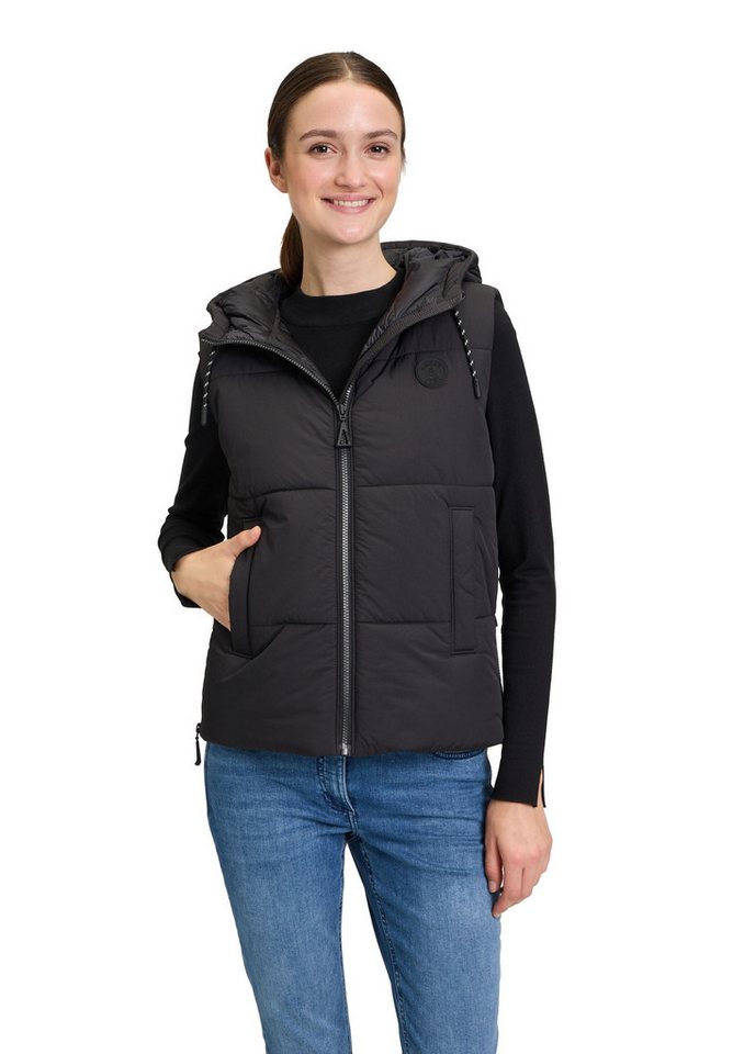 Amber & June Strickweste Damen Steppweste mit Kapuze Druck von Amber & June