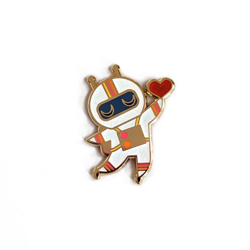 Astronaut, Du Hast Mein Herz Hard Enamel Pin Mit Glitzer Von Amber Leaders von AmberLeadersDesigns