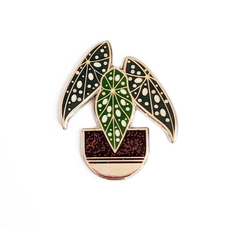 Black Polka Dot Begonia Hard Enamel Pin Mit Glitzer Von Amber Leaders von AmberLeadersDesigns