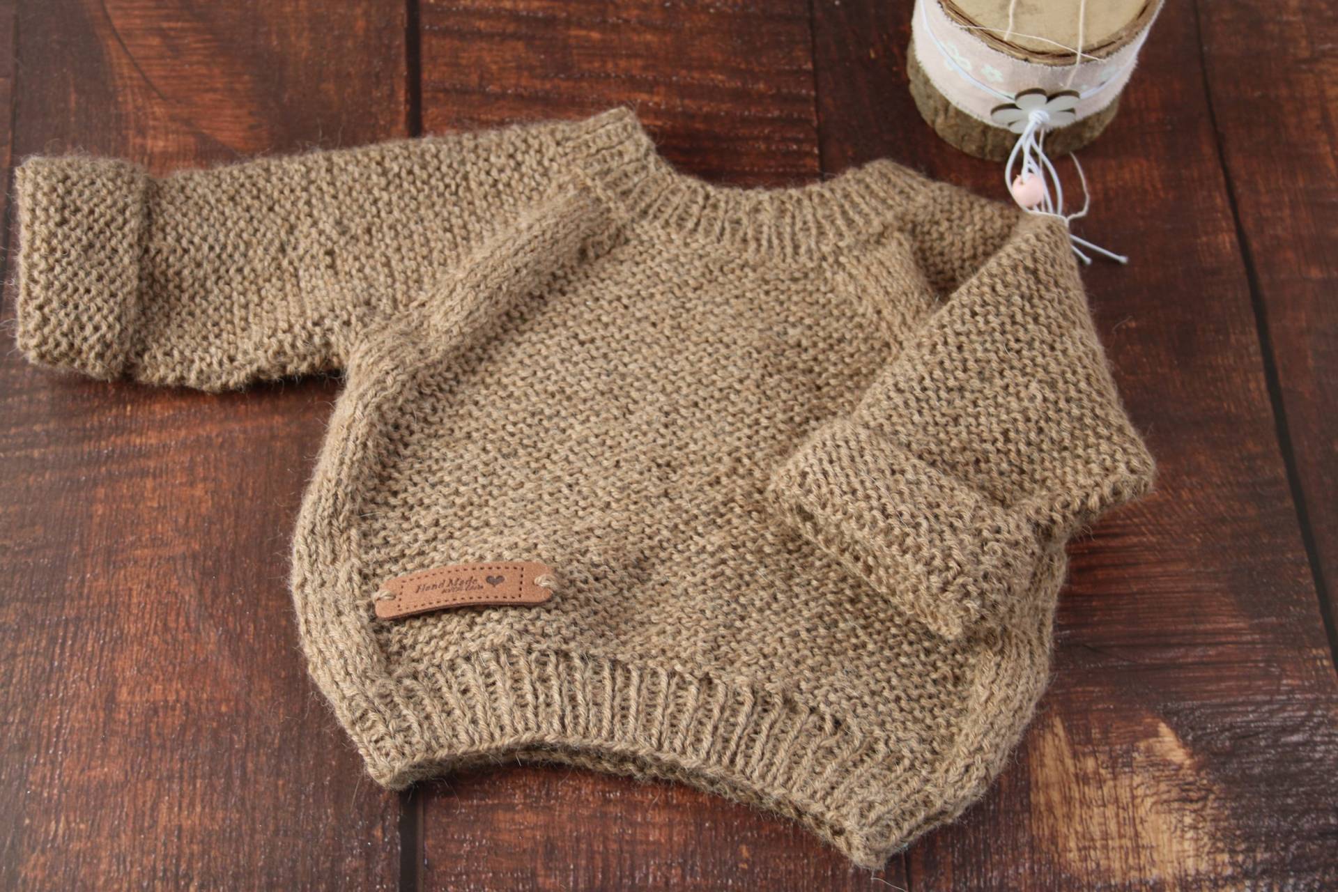 Baby Oversize Pullover Handgestrickt Mit Reiner Alpaka Wolle in Drei Größen Unisex | Strickpullover Handmade von AmberStricken