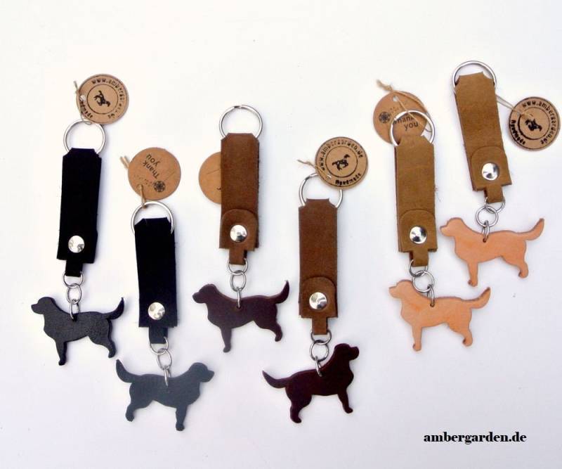 Labrador Schlüsselanhänger Leder, Golden Retriever, Flat Coated von AmbergardenDE