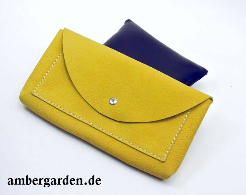 Sonnengelbe Leder Bauchtasche, Handytasche, Gürteltasche, Hüfttasche, Festivaltasche, Bikertasche von AmbergardenDE