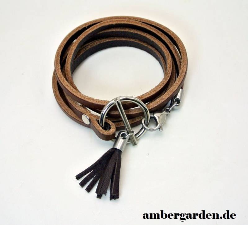 Wickelarmband Mit Ledertassel , Echt Leder 5-Fach Gewickelt. Handmade von AmbergardenDE