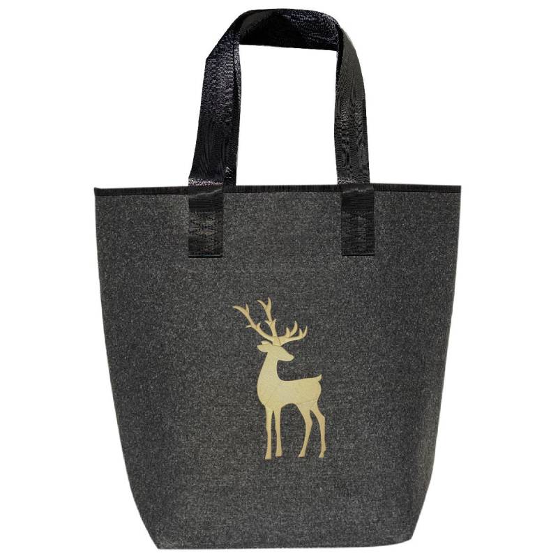 Filztasche Bestickt Mit Großem Hirsch Einfarbig | Einkaufstasche Hochwertig Verarbeitet 44x26cm Stickfarben Wählbar von AmbergerDesign