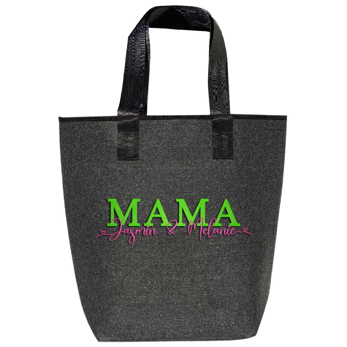 Filztasche Personalisiert | Wunschwort Zb.mama/Oma Opa - Darunter Kind-Name Hochwertig Bestickt von AmbergerDesign