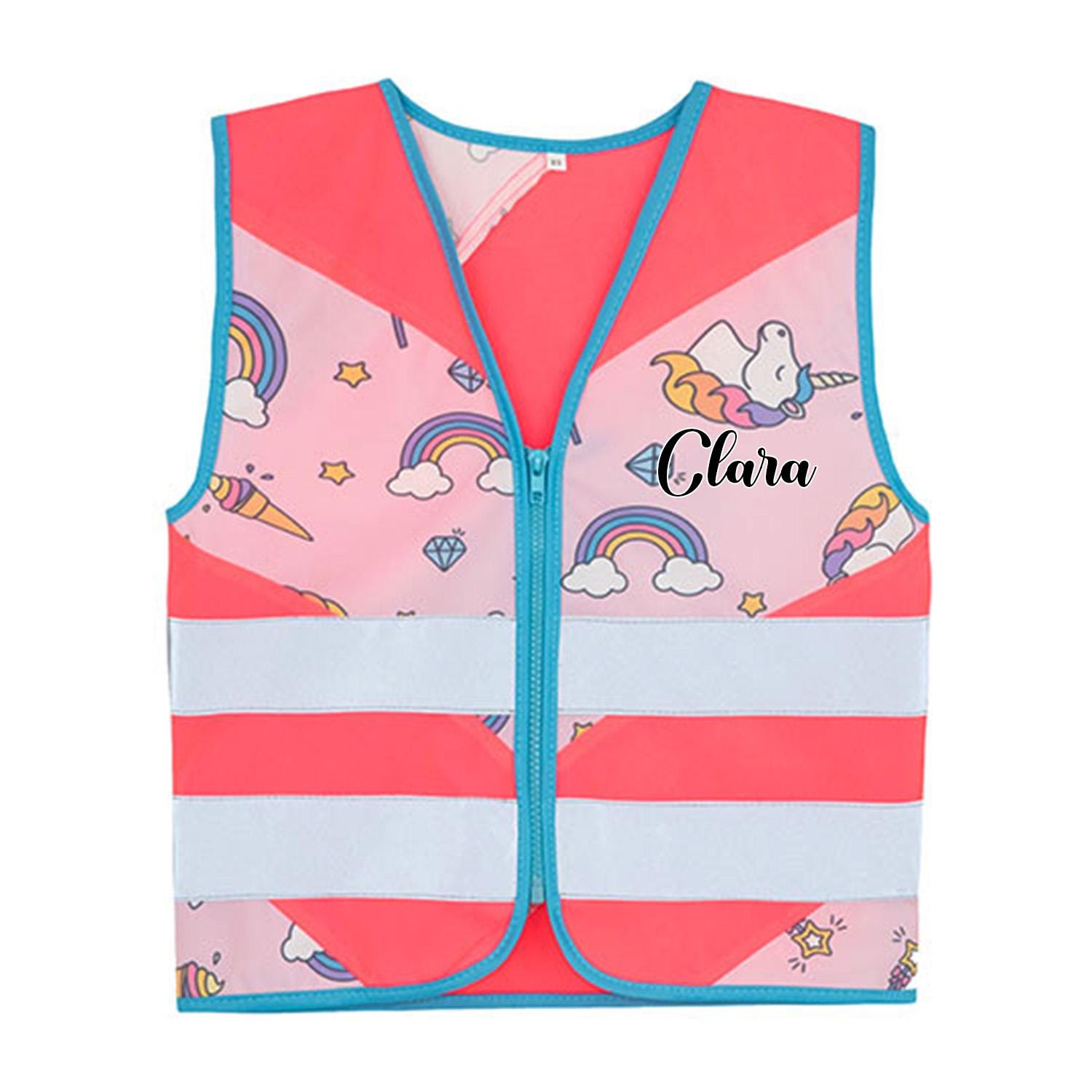 Personalisierte Kinder Warnweste Mit Name - Einhorn, Ritter, Auto, Feuerwehr, Polizei Geschenk Schulanfang Sicher Auf Dem Schulweg von AmbergerDesign