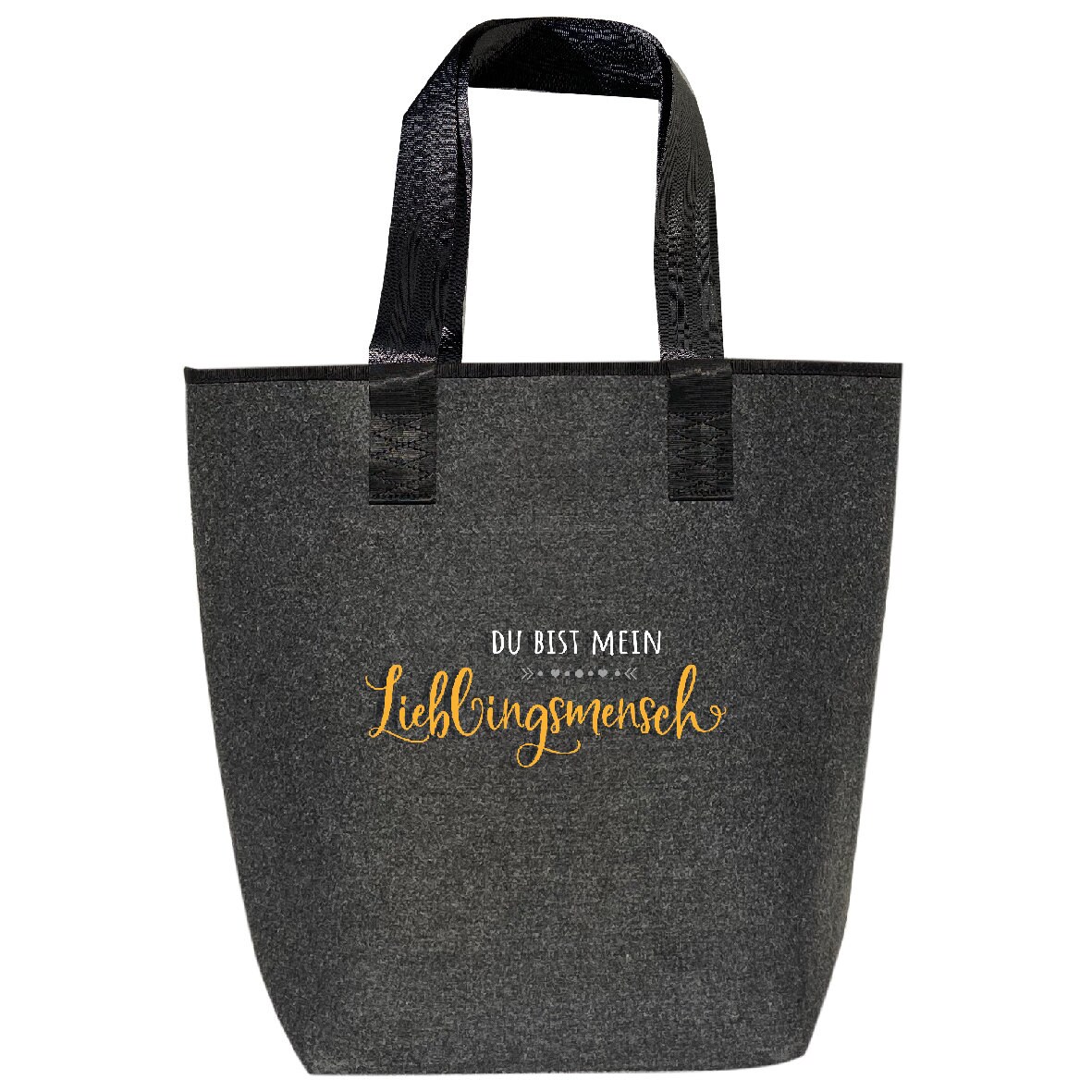 Tasche Grau Lieblingsmensch Filz "Bestickt" | Hochwertig Verarbeit 44x26cm Schlüsselfach Uvm. Filztasche Umhängetasche Shopper von AmbergerDesign