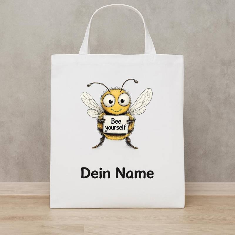 Tragetasche Baumwolle Motiv Biene - Div. Farben Kindergarten Schule Name Personalisiert Turnbeutelersatz Wechselbeutel Jute-Beutel von AmbergerDesign