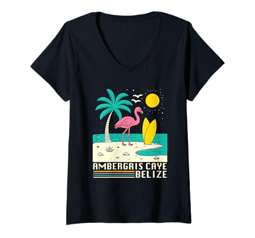 Damen Ambergris Caye Belize-Souvenir, Erinnerung an einen Urlaub in Belize T-Shirt mit V-Ausschnitt Damen Ambergris Caye Belize-Souvenir, Erinnerung an einen Urlaub in Belize T-Shirt mit V-Ausschnitt von Ambergris Caye Belize Reminder Souvenir