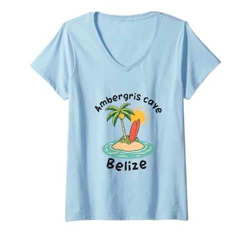 Damen Ambergris Caye Belize-Souvenir, Erinnerung an einen Urlaub in Belize T-Shirt mit V-Ausschnitt Damen Ambergris Caye Belize-Souvenir, Erinnerung an einen Urlaub in Belize T-Shirt mit V-Ausschnitt von Ambergris Caye Belize Reminder Souvenir
