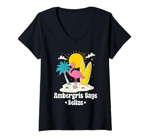 Damen Ambergris Caye Belize-Souvenir, Erinnerung an einen Urlaub in Belize T-Shirt mit V-Ausschnitt Damen Ambergris Caye Belize-Souvenir, Erinnerung an einen Urlaub in Belize T-Shirt mit V-Ausschnitt von Ambergris Caye Belize Reminder Souvenir