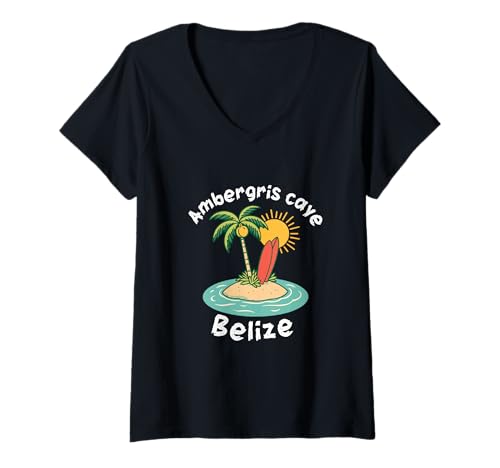 Damen Ambergris Caye Belize-Souvenir, Erinnerung an einen Urlaub in Belize T-Shirt mit V-Ausschnitt Damen Ambergris Caye Belize-Souvenir, Erinnerung an einen Urlaub in Belize T-Shirt mit V-Ausschnitt von Ambergris Caye Belize Reminder Souvenir